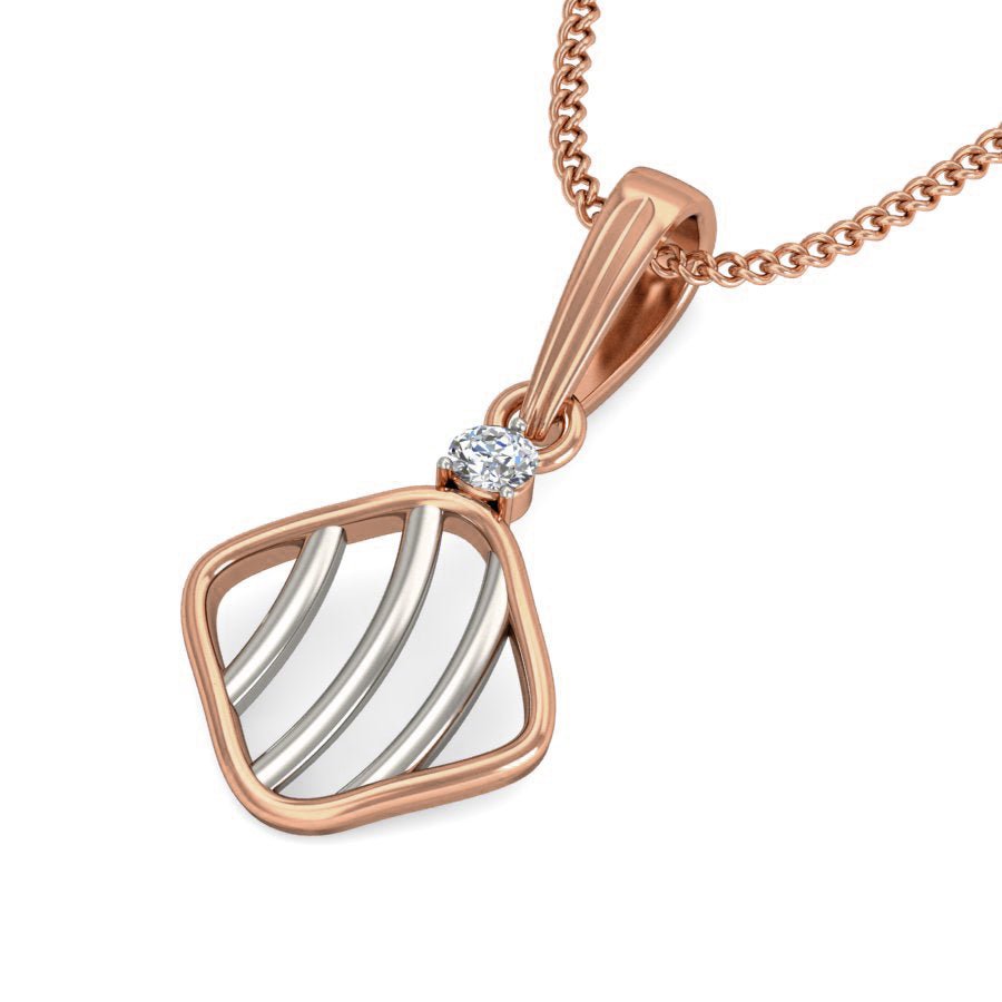 Carta - Diamond Pendant - Rose Gold - Superior Stirling