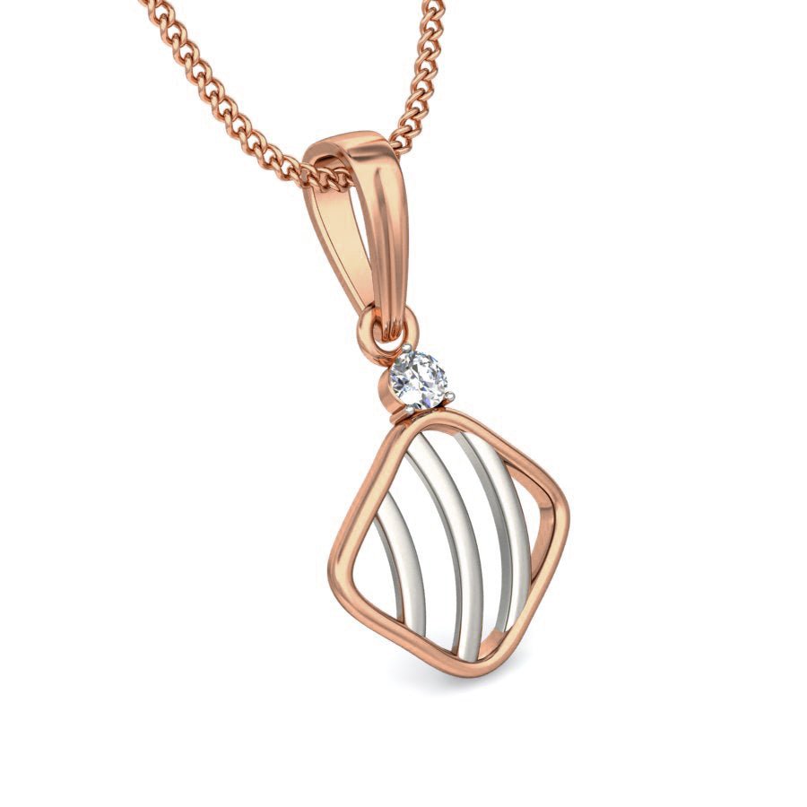 Carta - Diamond Pendant - Rose Gold - Superior Stirling