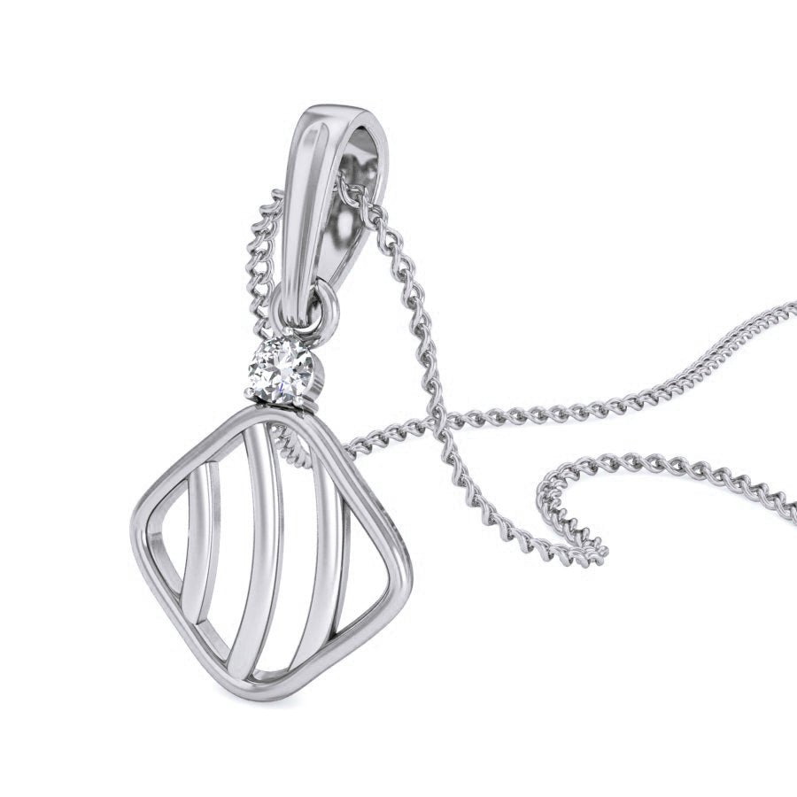 Carta - Diamond Pendant - White Gold - Superior Stirling