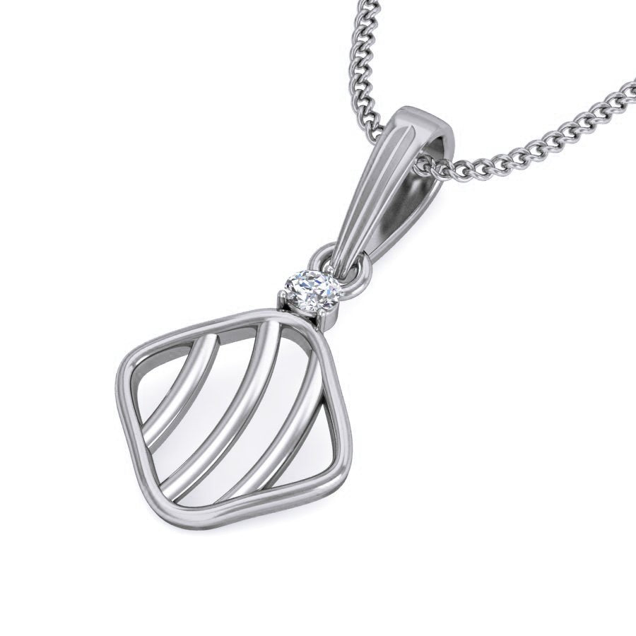 Carta - Diamond Pendant - White Gold - Superior Stirling