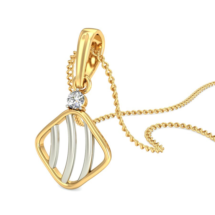 Carta - Diamond Pendant - Yellow Gold - Superior Stirling