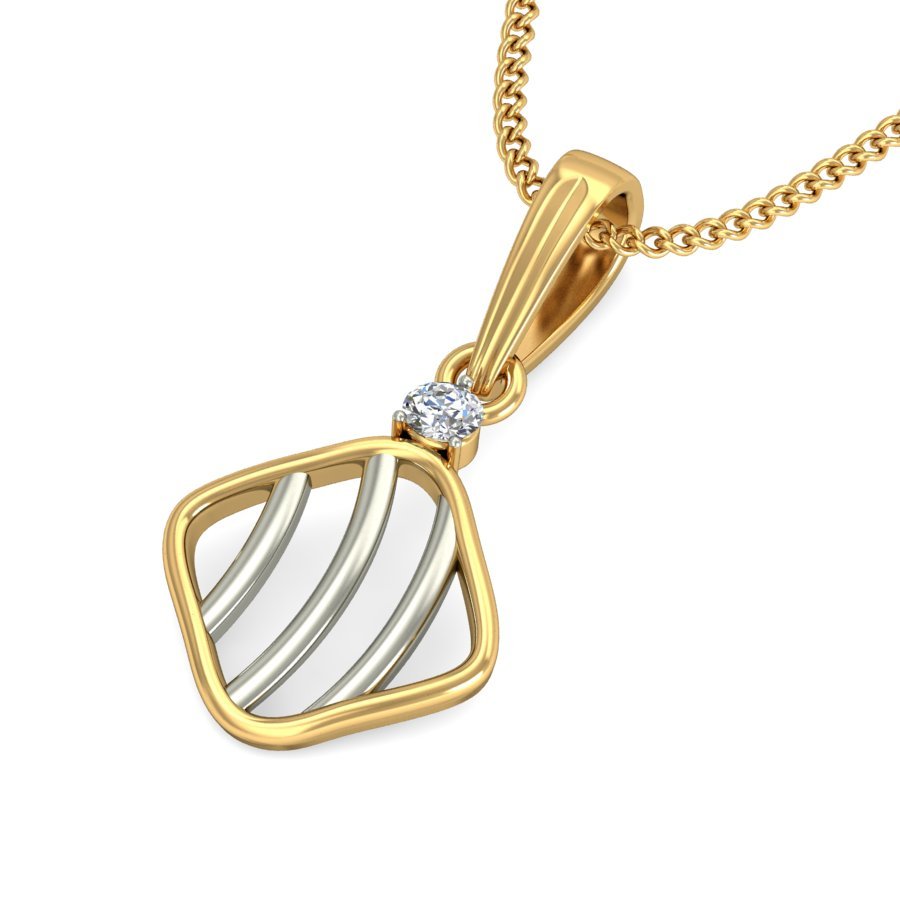 Carta - Diamond Pendant - Yellow Gold - Superior Stirling