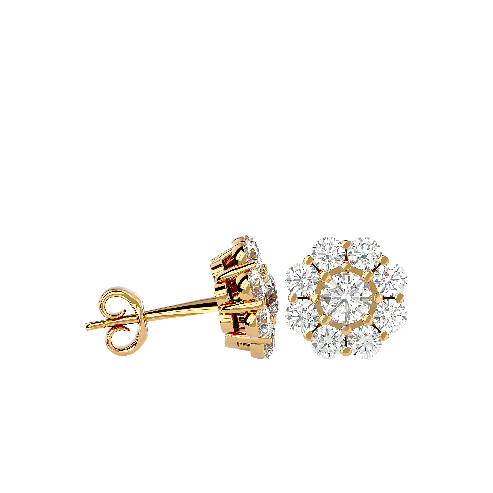 Chespin - Diamond Earrings - Yellow Gold - Superior Stirling