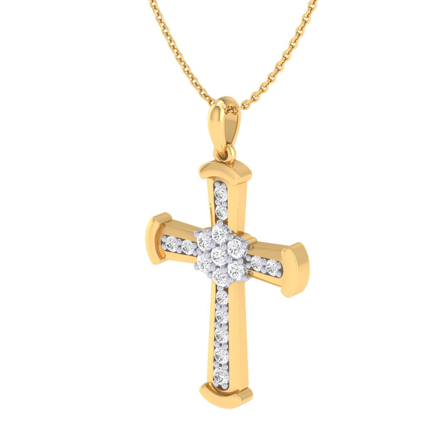 Heli - Diamond Pendant - Yellow Gold - Superior Stirling