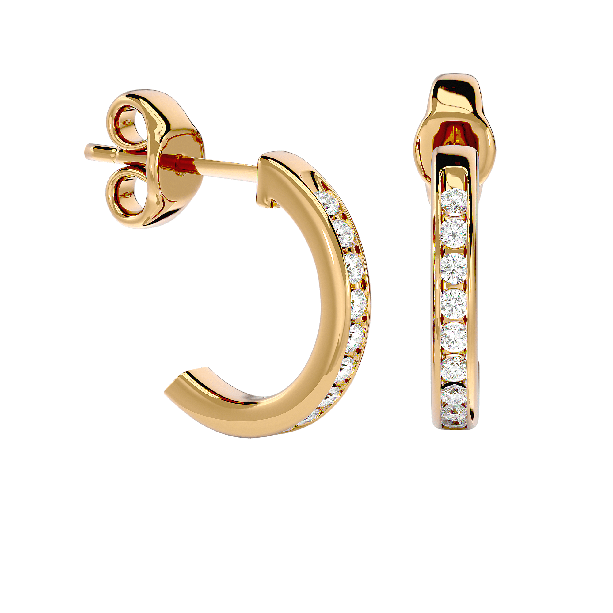 Merav - Diamond Earrings - Yellow Gold - Superior Stirling