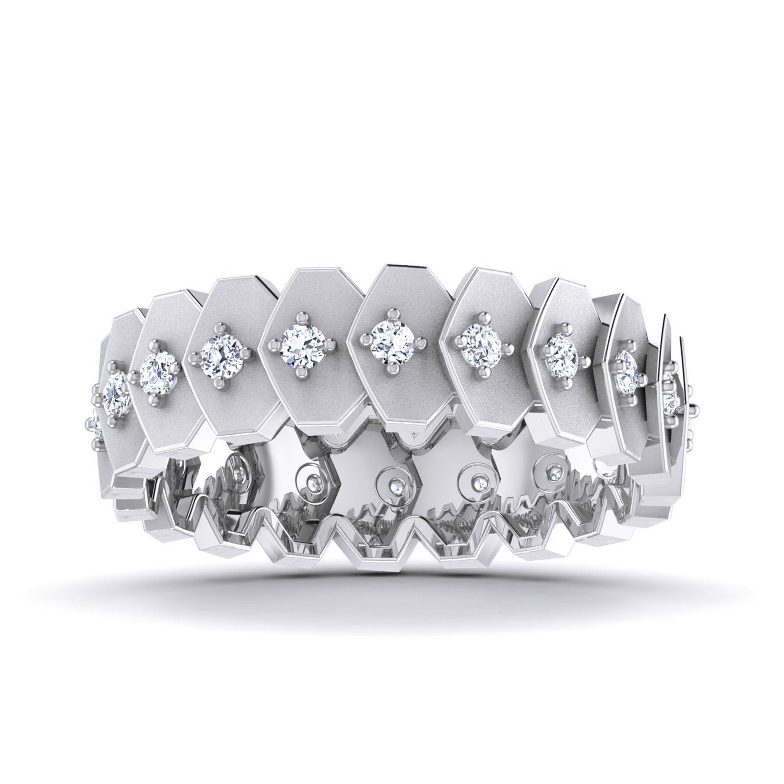 Treis - Diamond Ring - White Gold - Superior Stirling